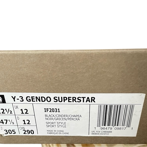 adidas Y-3 Gendo Superstar Black / Cinder / Chalk Pearl/ 12.5 Size - Picture 4 of 16